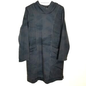 Phoenix Women Knit Terry Hooded Dress Sz M Gray Pullover Long Sleeve USA